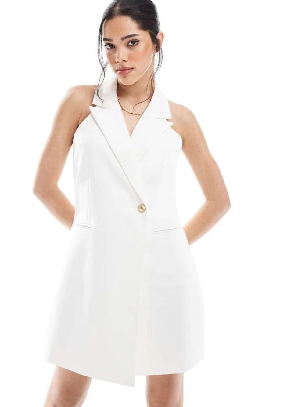 French Connection White Sleeveless Blazer Mini Dress